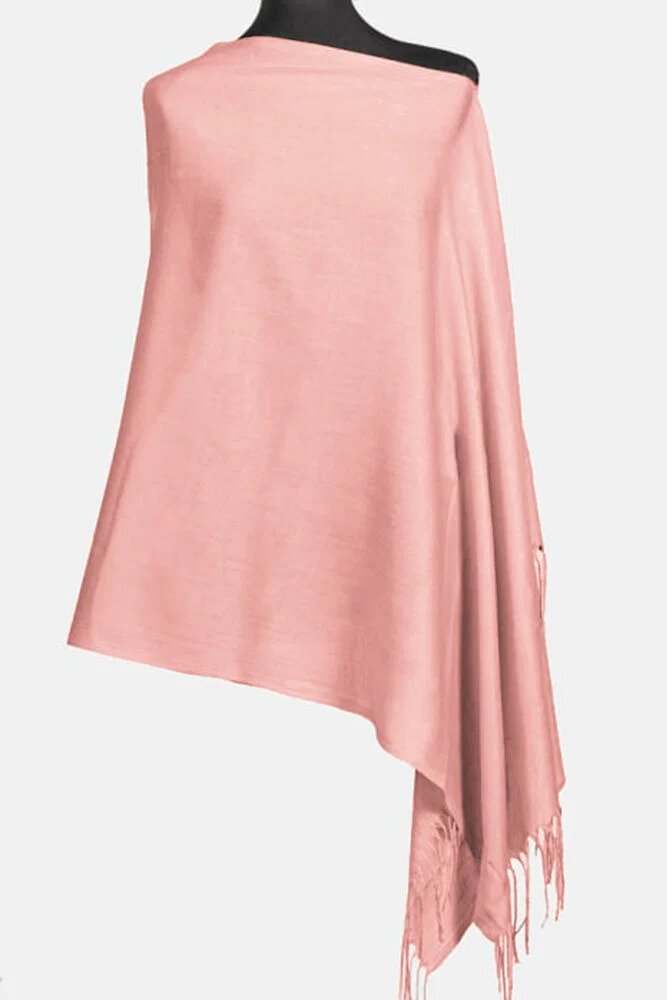Shopika Esarfa roz somon din cashmere subtire dreptunghiulara