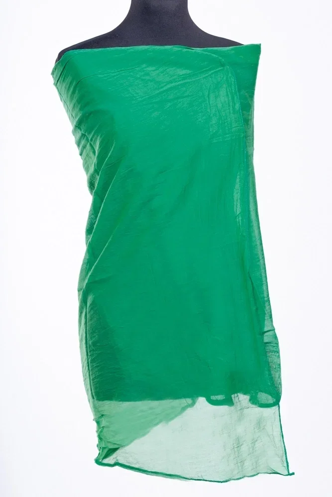 Shopika Esarfa verde dreptunghiulara alungita in colturi din bumbac si matase