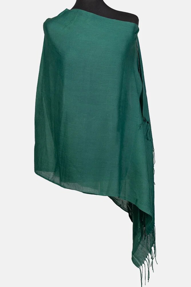 Shopika Esarfa verde inchis dreptunghiulara din material tip cashmere