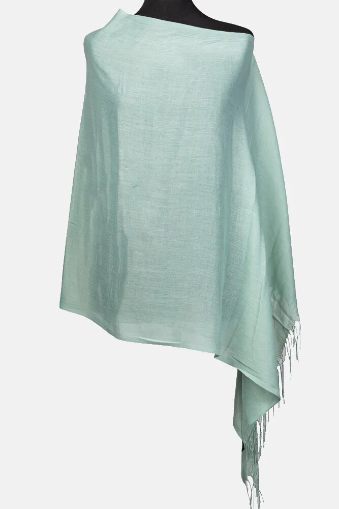 Shopika Esarfa verde menta din cashmere subtire dreptunghiulara