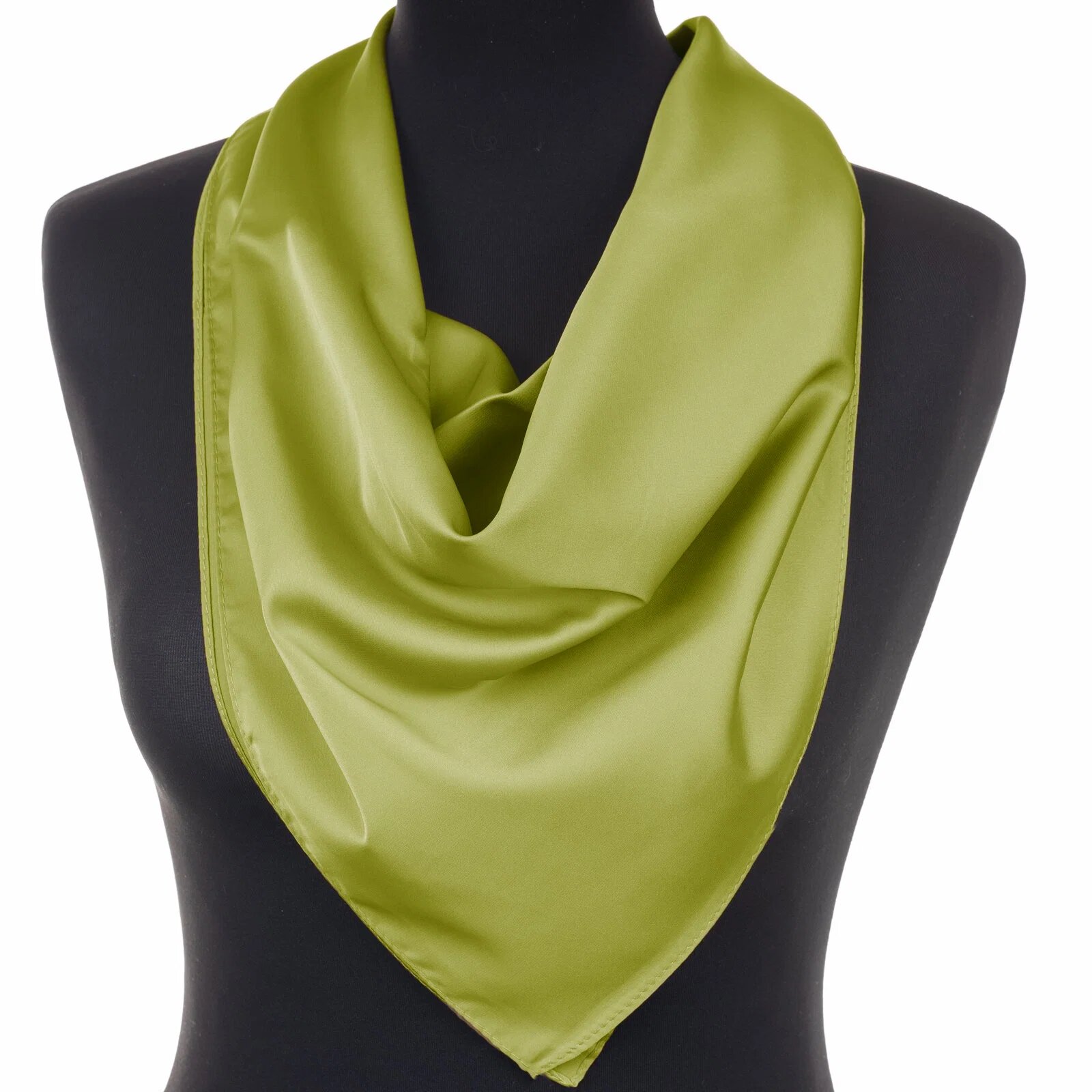 Shopika Esarfa verde oliv patrata din vascoza si matase