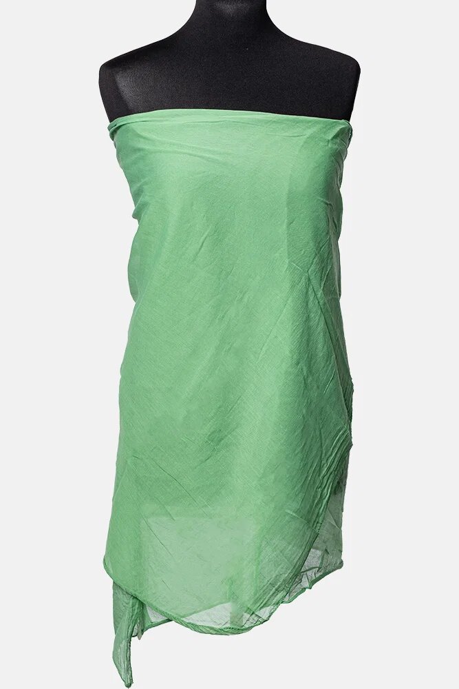Shopika Esarfa verde pal dreptunghiulara in colturi alungite din bumbac si matase