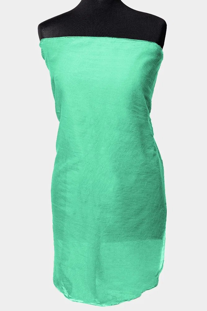Shopika Esarfa verde turcoaz dreptunghiulara in colturi alungite din bumbac si matase