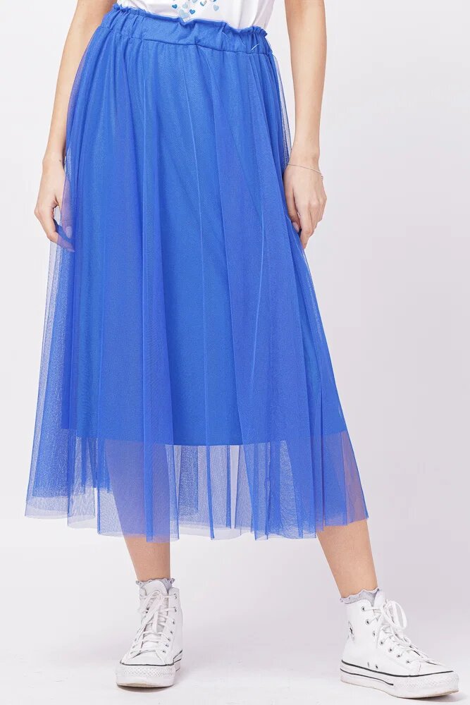 Shopika Fusta din tulle lunga albastra