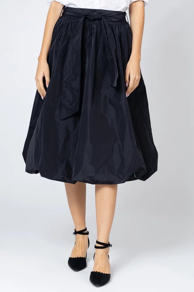 Shopika Fusta neagra midi tip gogosar din tafta cu curea