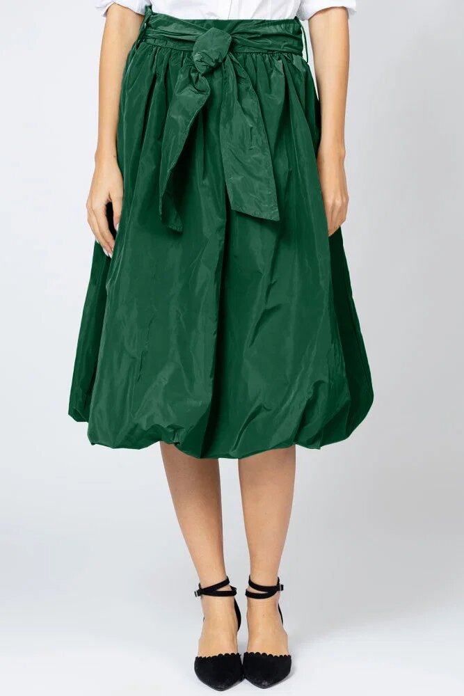 Shopika Fusta verde inchis midi tip gogosar din tafta