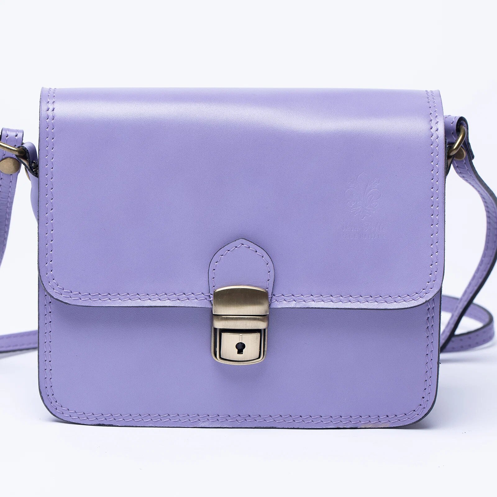 Shopika Geanta crossbody din piele naturala tip postas lila
