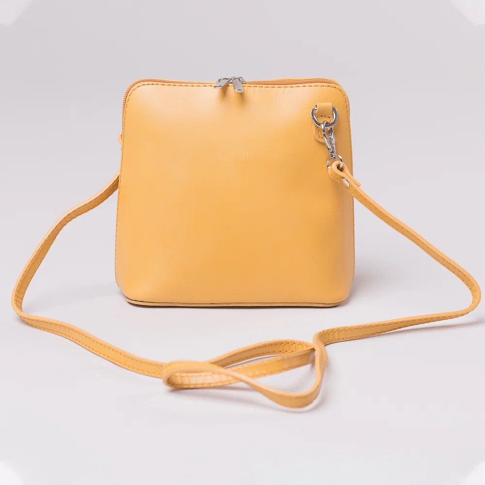 Shopika Geanta crossbody galbena din piele naturala
