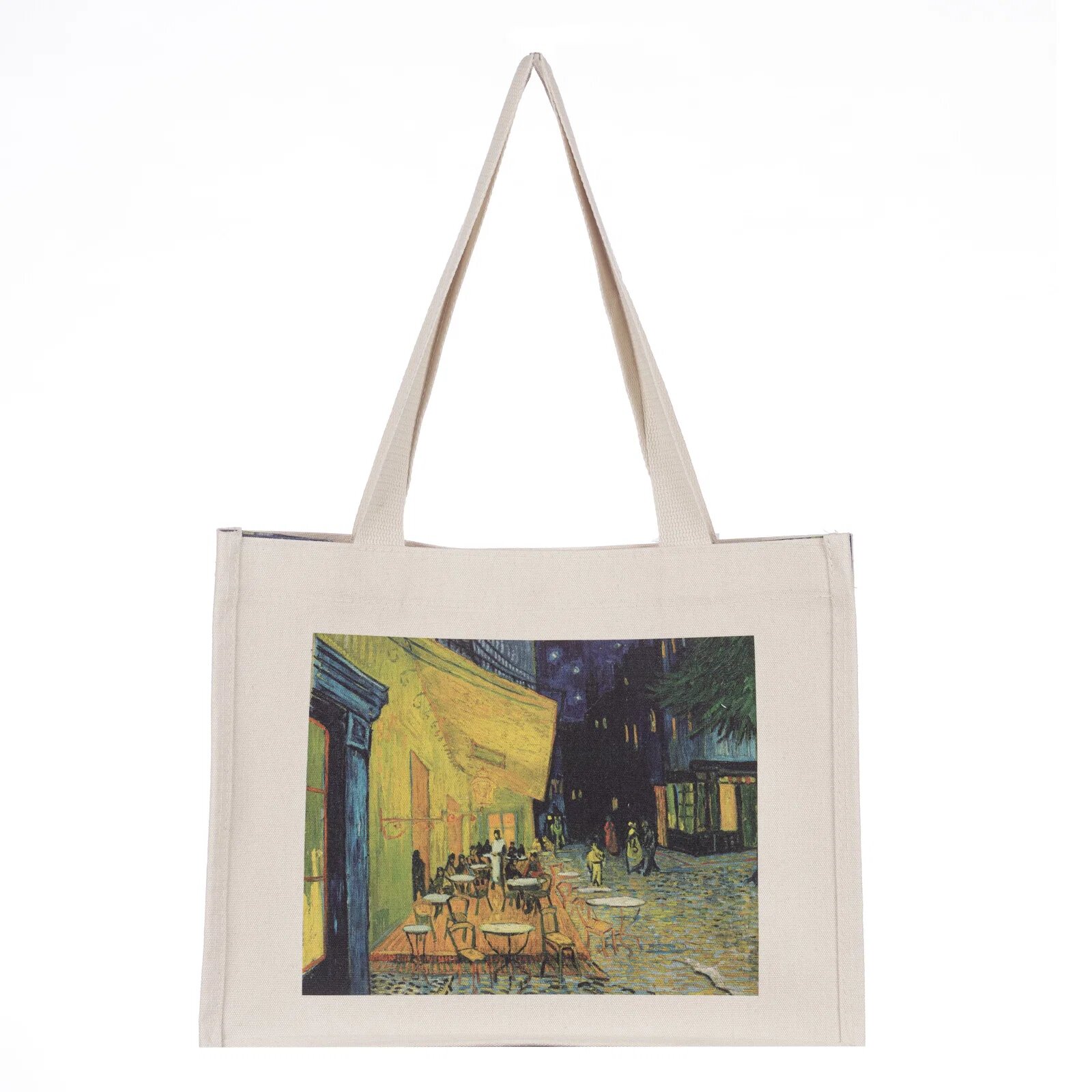 Shopika Geanta de umar din material textil cu imprimeu inspirat din pictura celebra Cafeneaua de Van Go