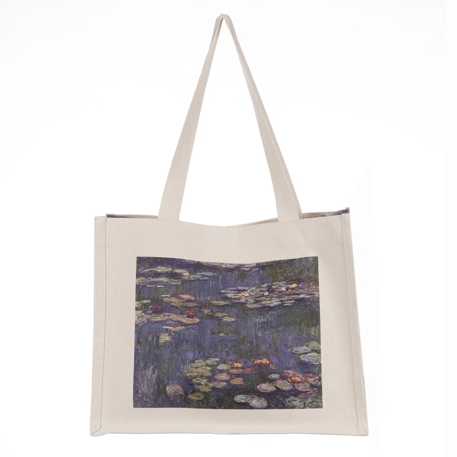 Shopika Geanta de umar din material textil cu imprimeu Nuferii lui Claude Monet