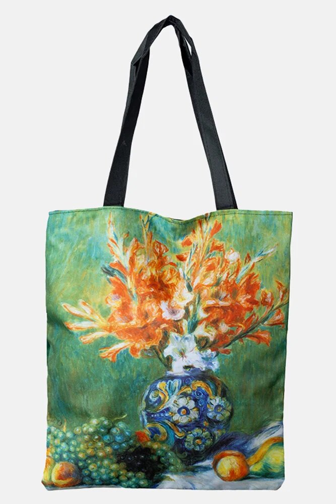 Shopika Geanta shopper din material textil cu imprimeu inspirat dintr-o pictura cu natura statica