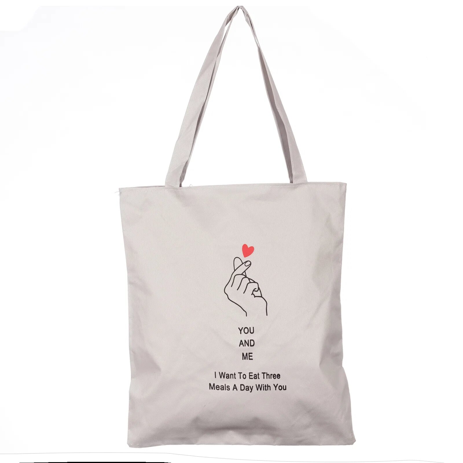 Shopika Geanta shopper din material textil cu imprimeu You and Me