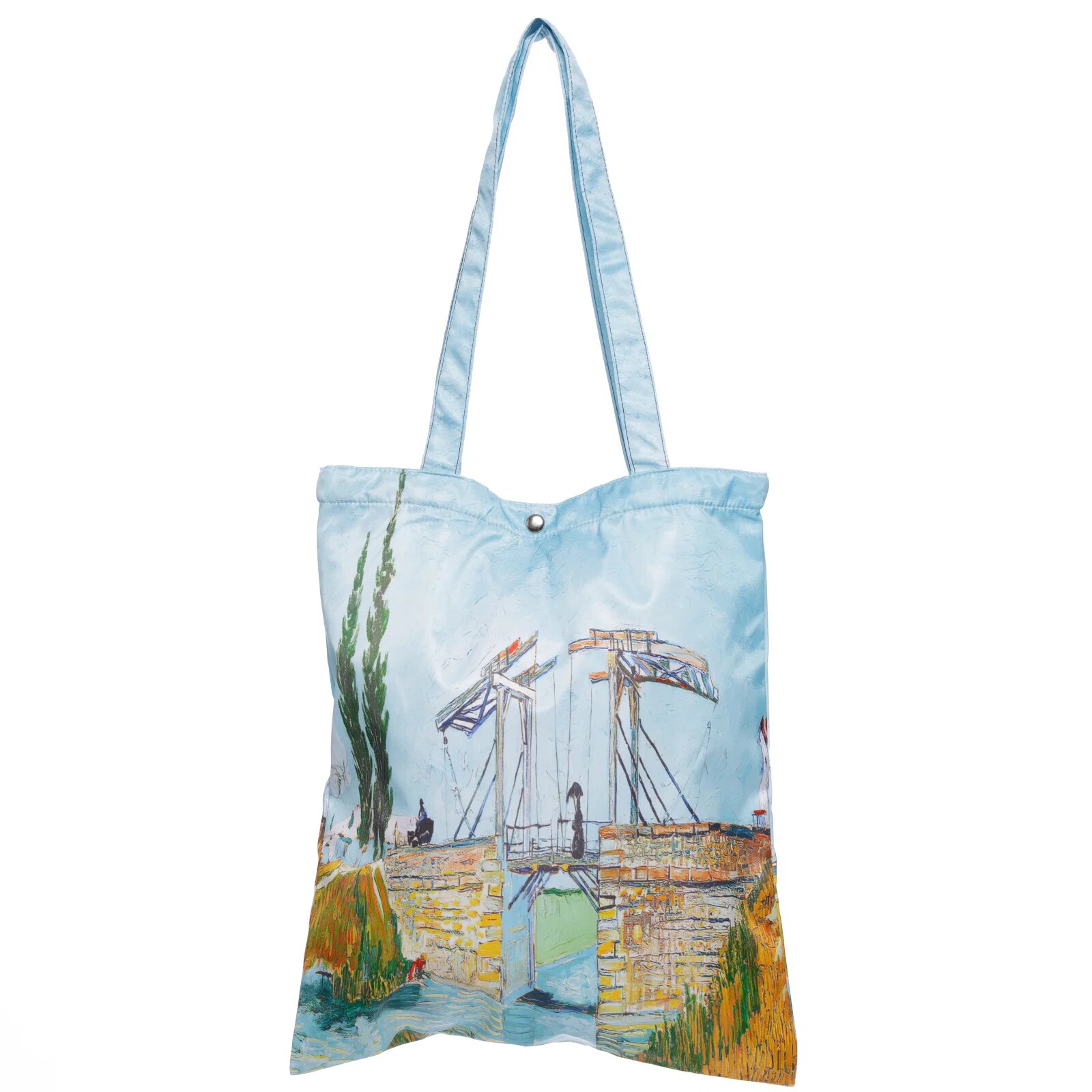 Shopika Geanta shopper din material textil satinat cu imprimeu inspirat din o pictura cu pod