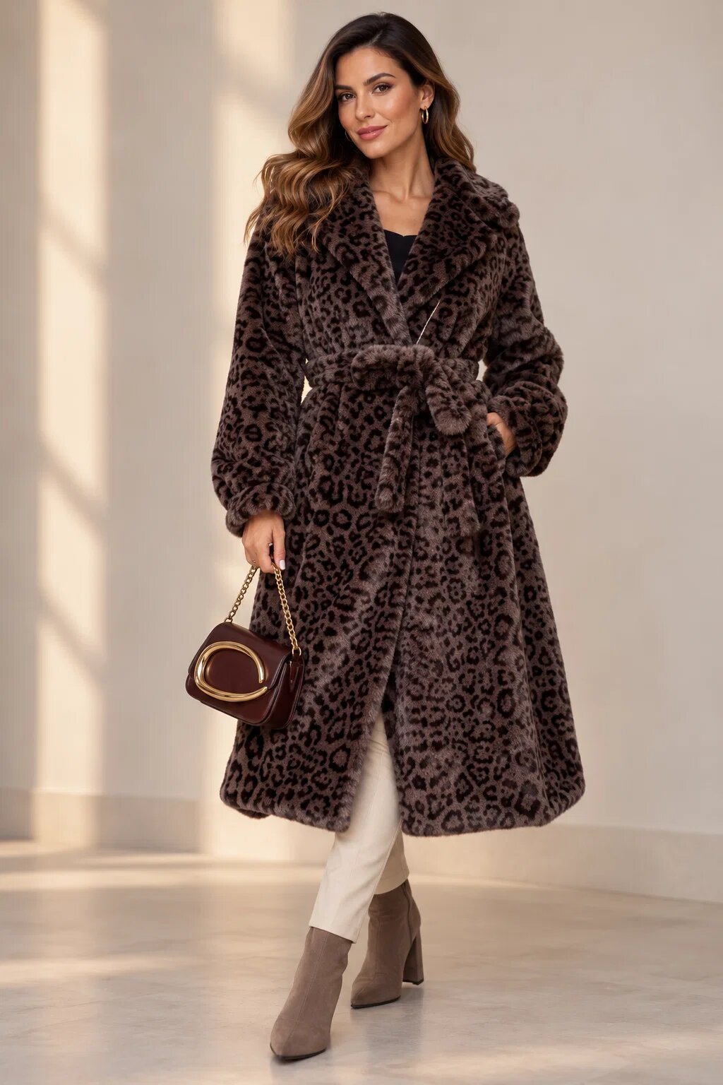 Shopika Haina midi din blanita artificiala animal print
