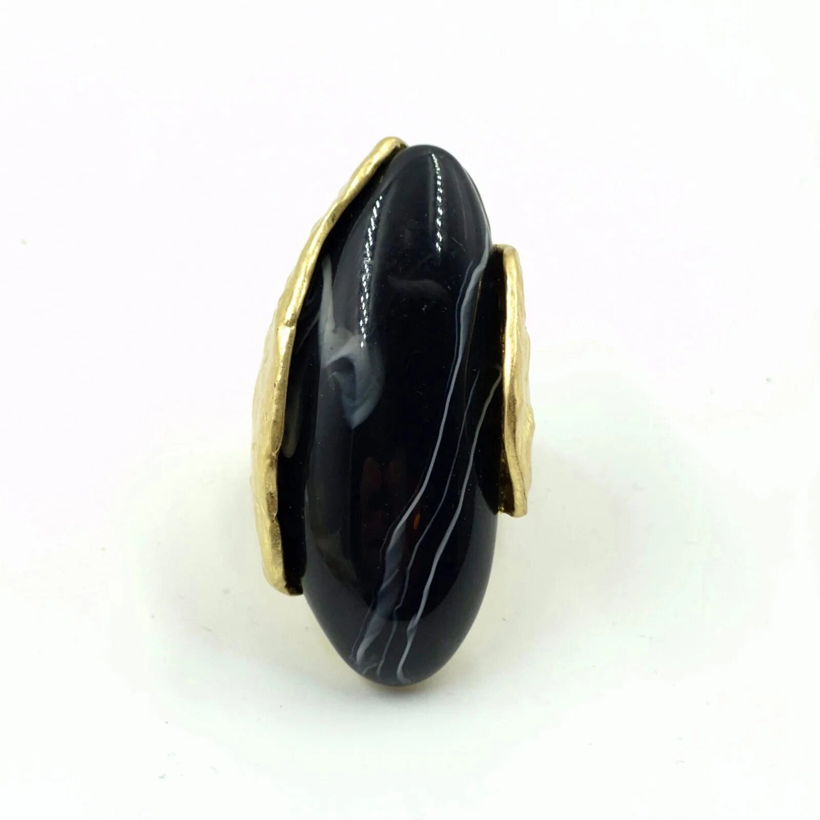 Shopika Inel dama reglabil cu element decorativ negru marmorat