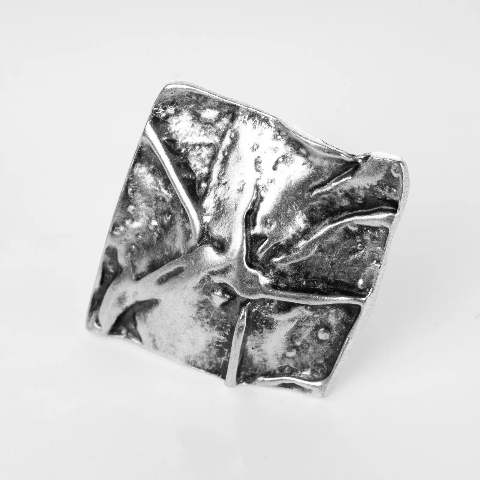 Shopika Inel reglabil din zamac cu forma rombica sub forma de metal sifonat