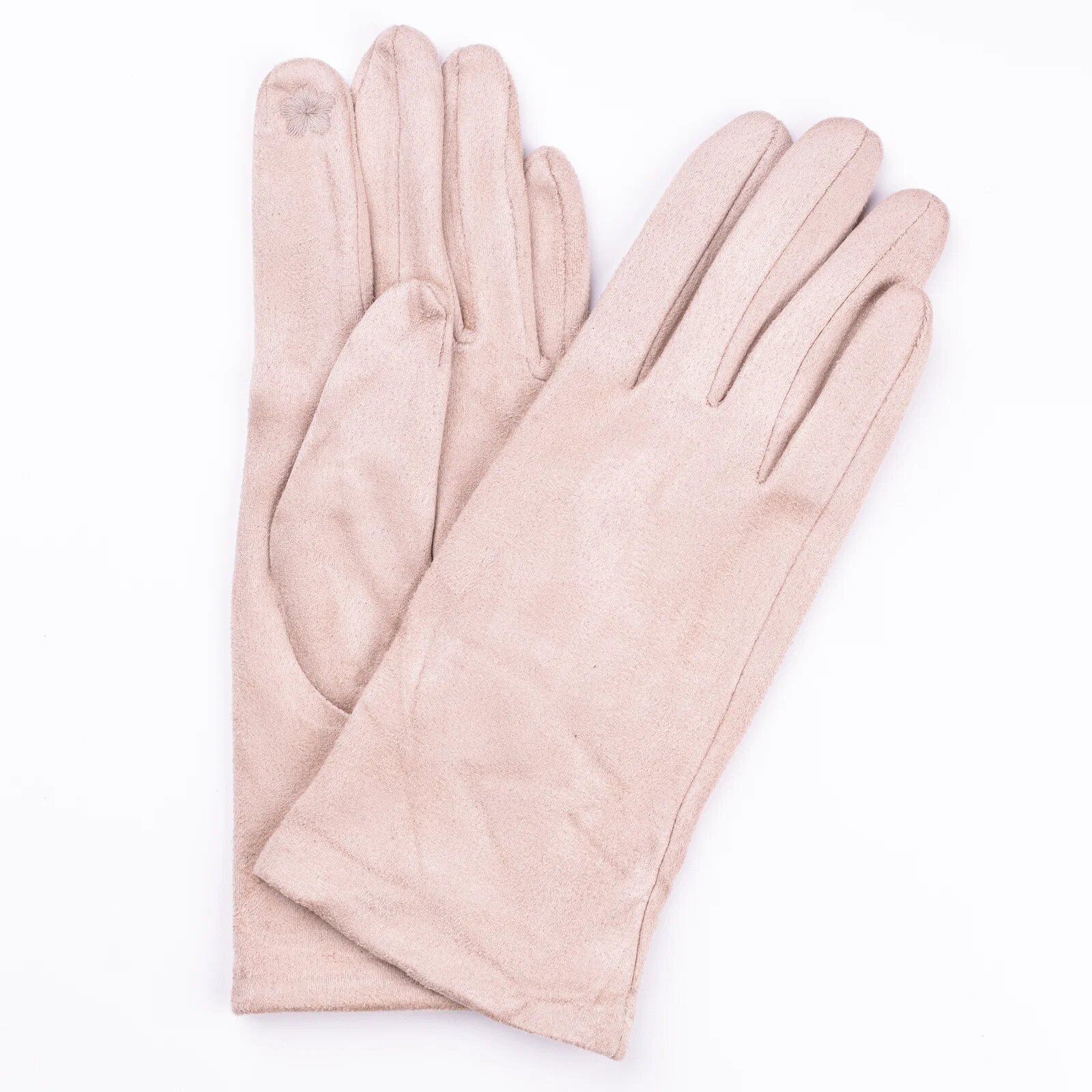 Shopika Manusi dama bej deschis din material textil catifelatat