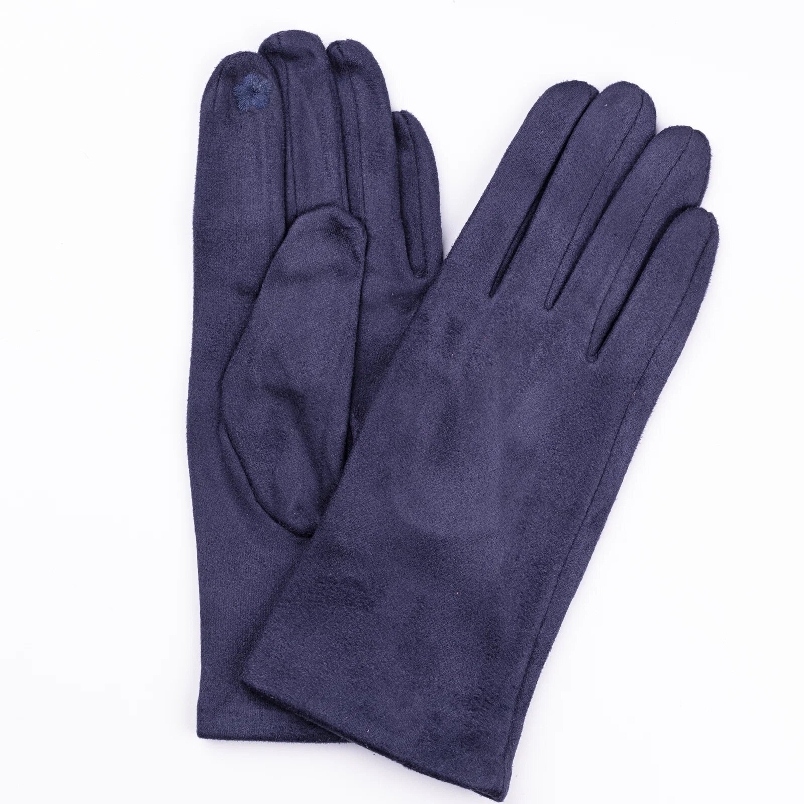 Shopika Manusi dama bleumarin din material textil catifelat