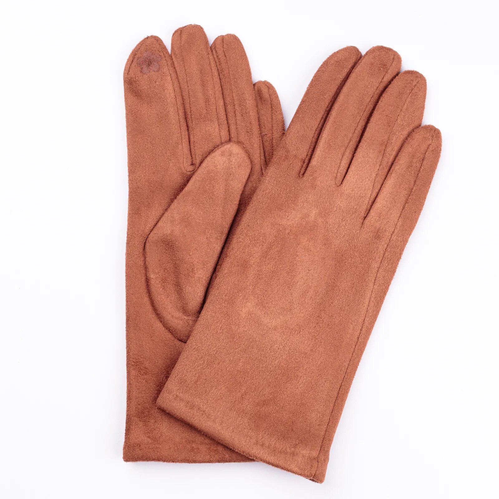 Shopika Manusi dama camel din material textil catifelat
