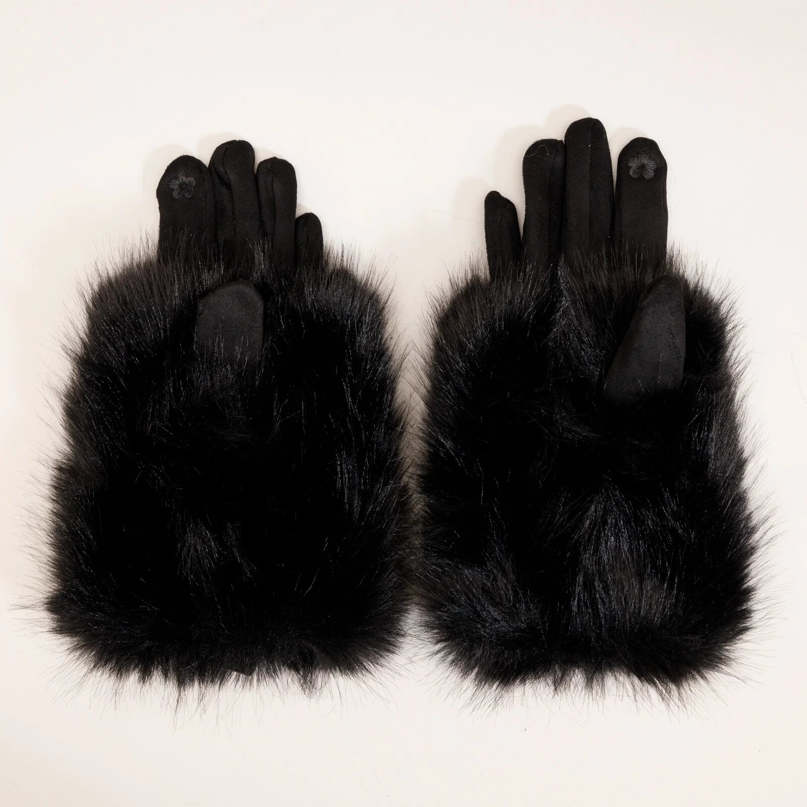 Shopika Manusi dama din material textil catifelat si suprapunere de blanita negre