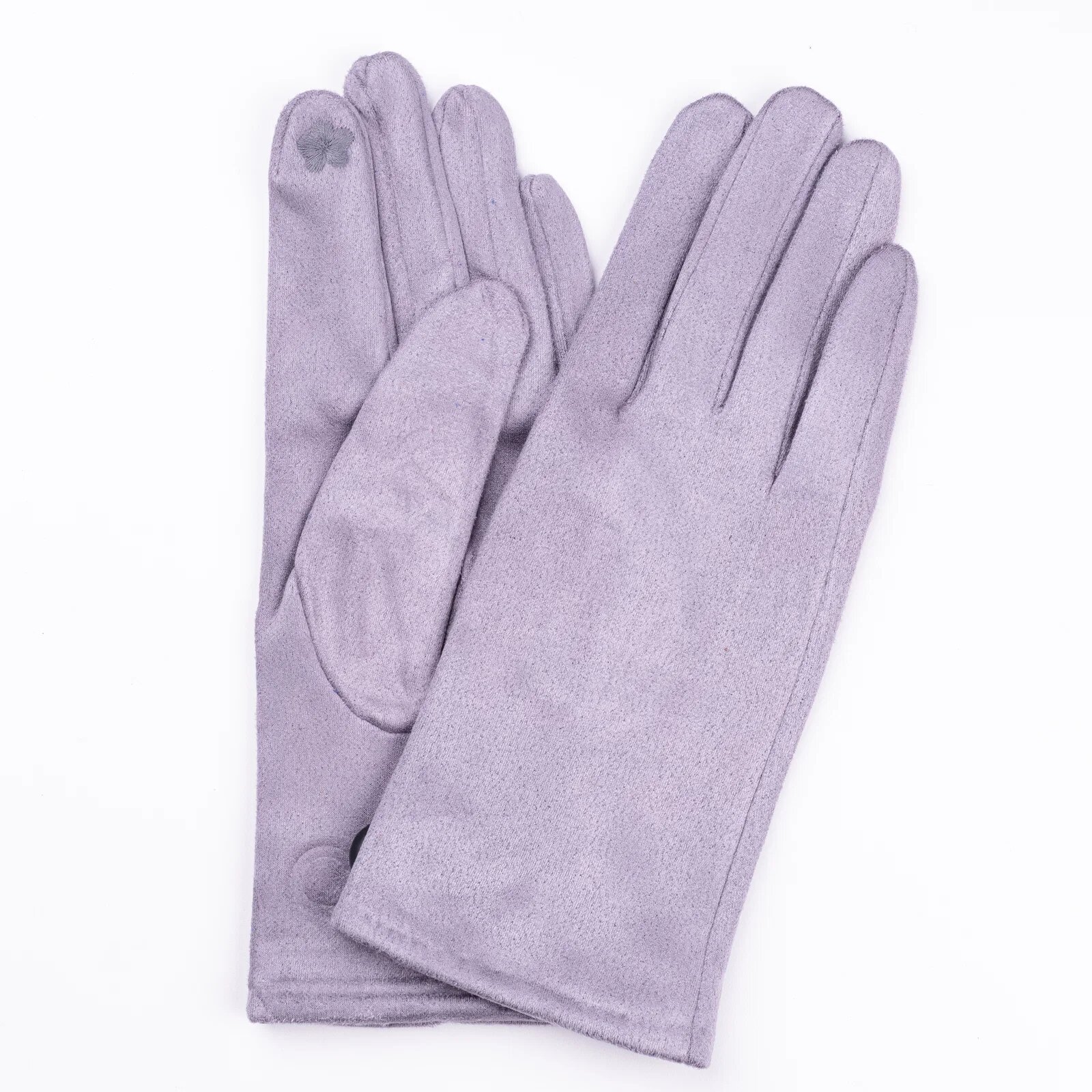Shopika Manusi dama gri deschis din material textil catifelatat