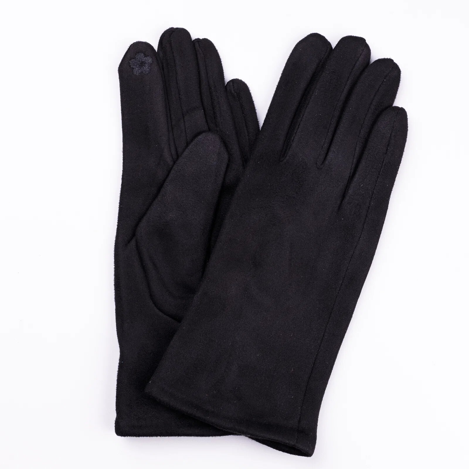 Shopika Manusi dama negre din material textil catifelat
