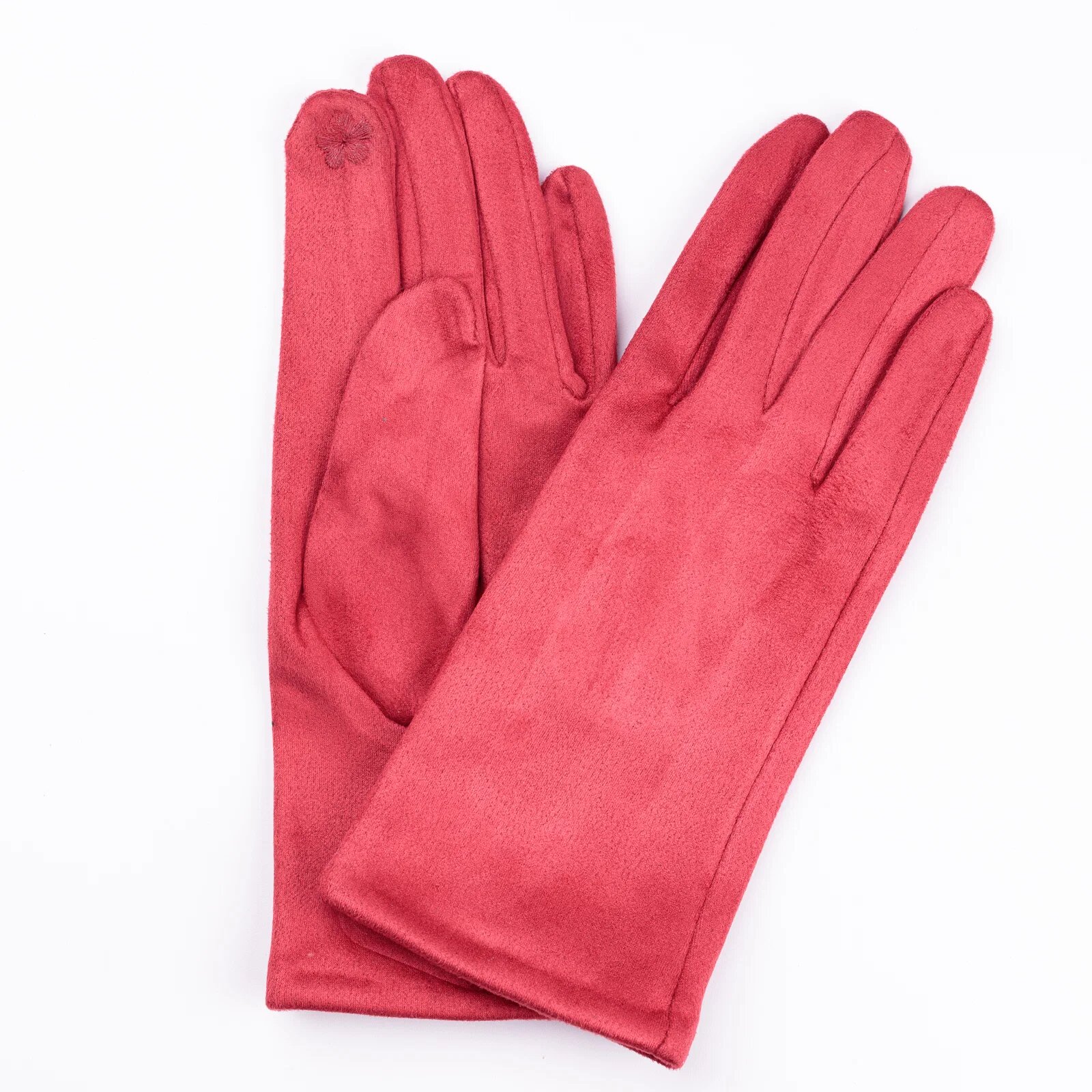 Shopika Manusi dama rosii din material textil catifelatat