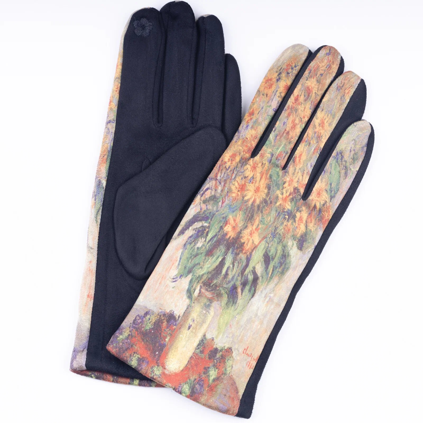 Shopika Manusi dama textil cu imprimeu inspirat dintr-o pictura cu floarea soarelui