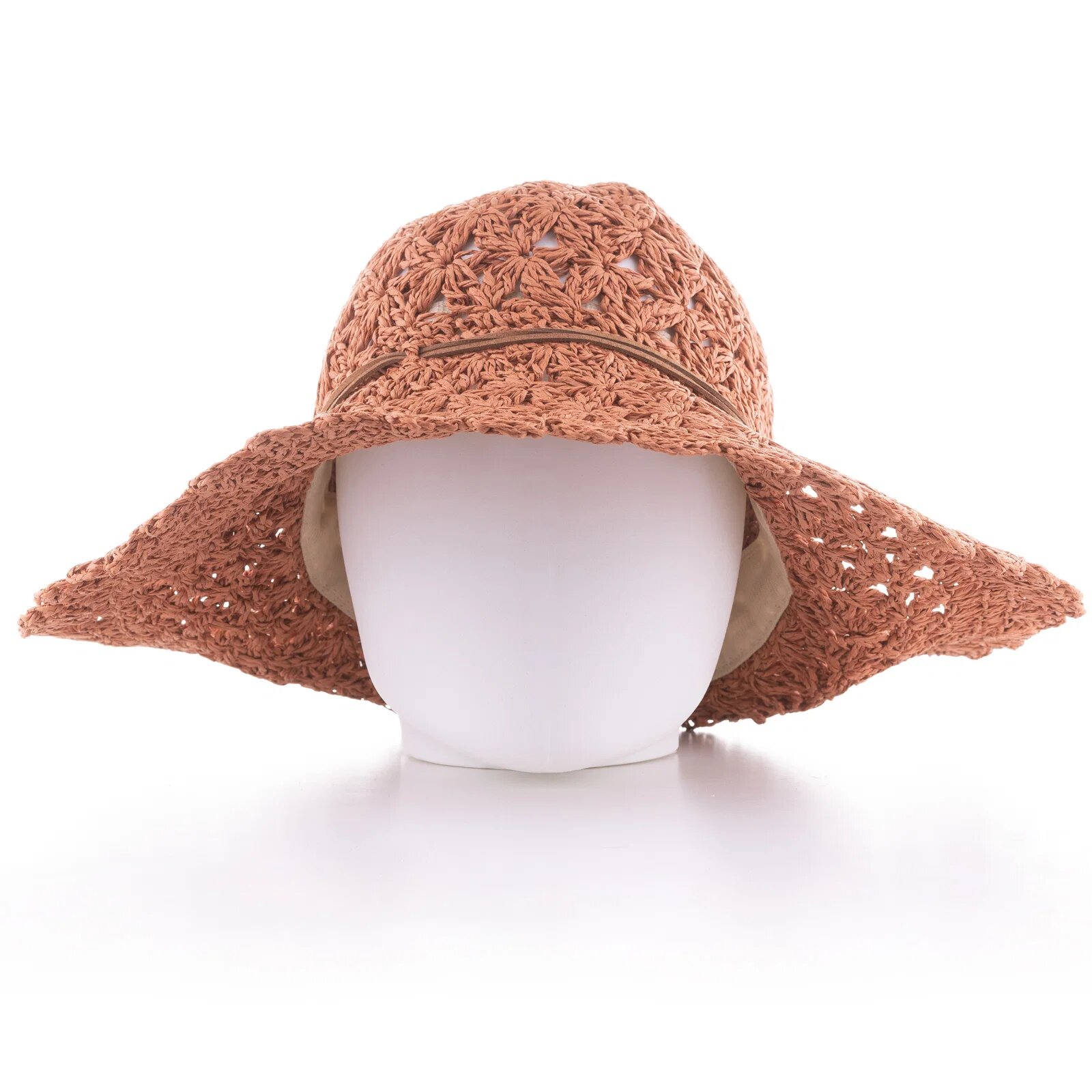 Shopika Palarie de paie impletita cu model caramizie