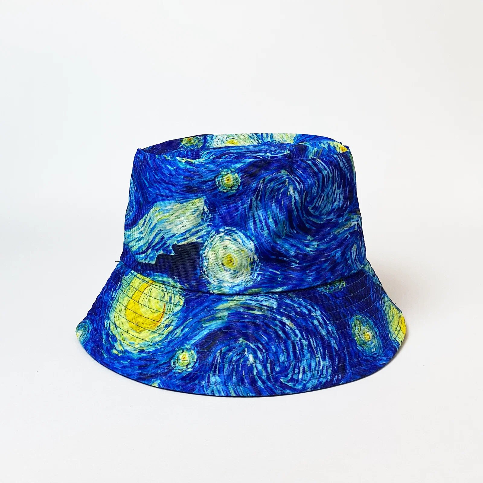 Shopika Palarie tip bucket unisex cu doua fete cu model inspirat dupa pictura celebra Noapte Instelata a