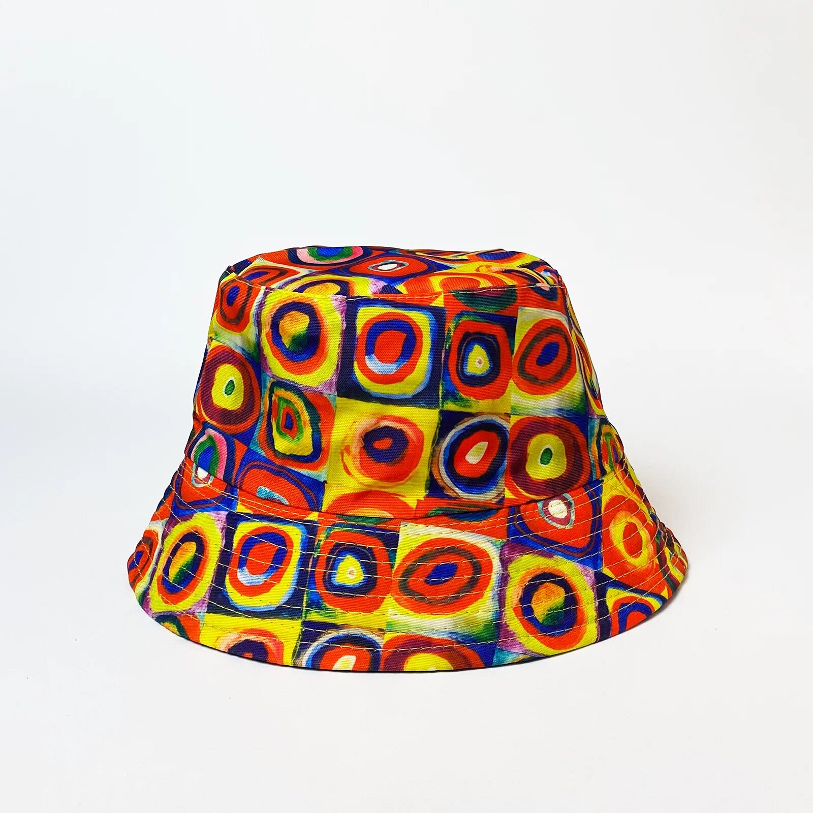 Shopika Palarie tip bucket unisex cu doua fete imprimata cu model inspirat dupa Kandinski