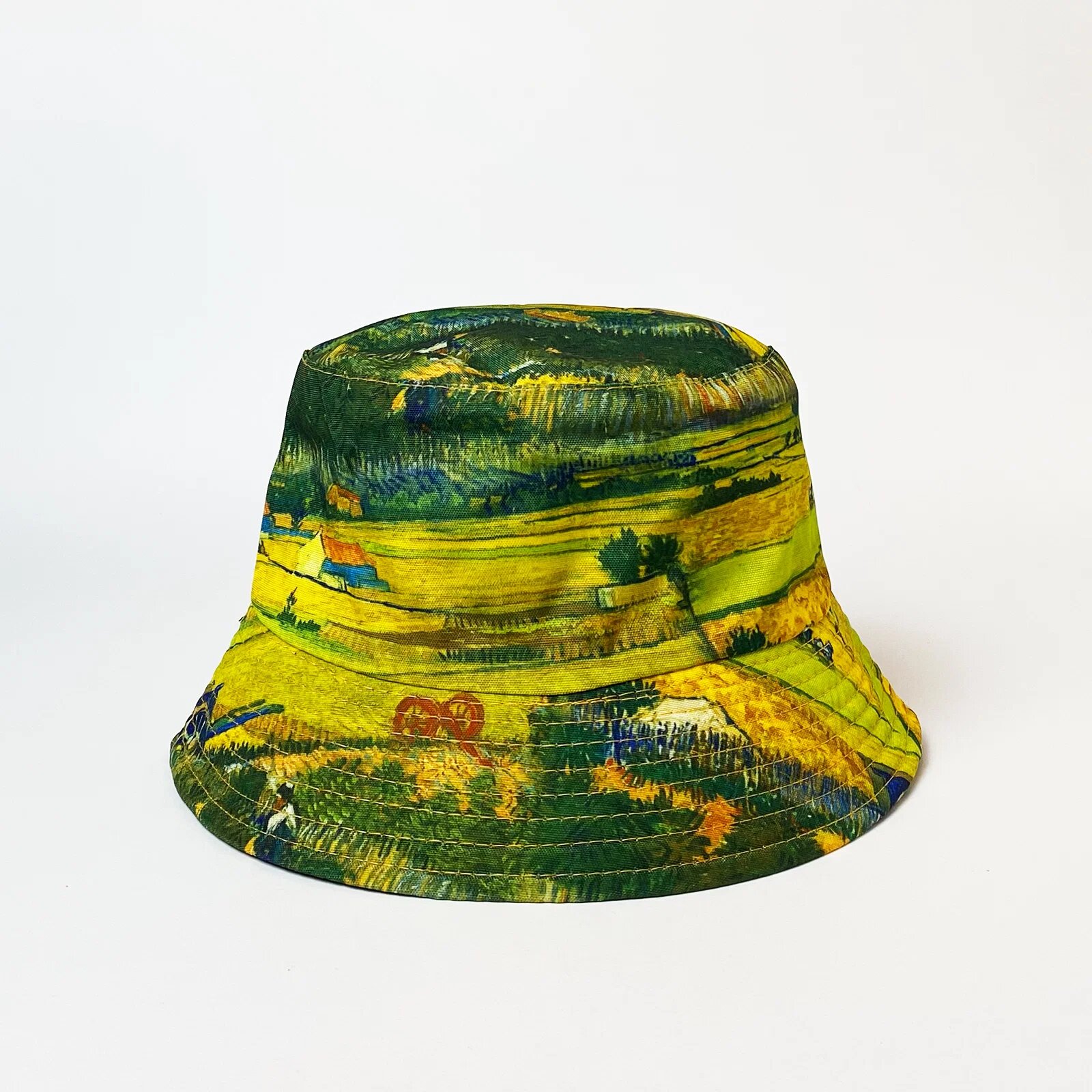 Shopika Palarie tip bucket unisex cu doua fete imprimata cu model inspirat dupa o pictura cu lanuri de grau
