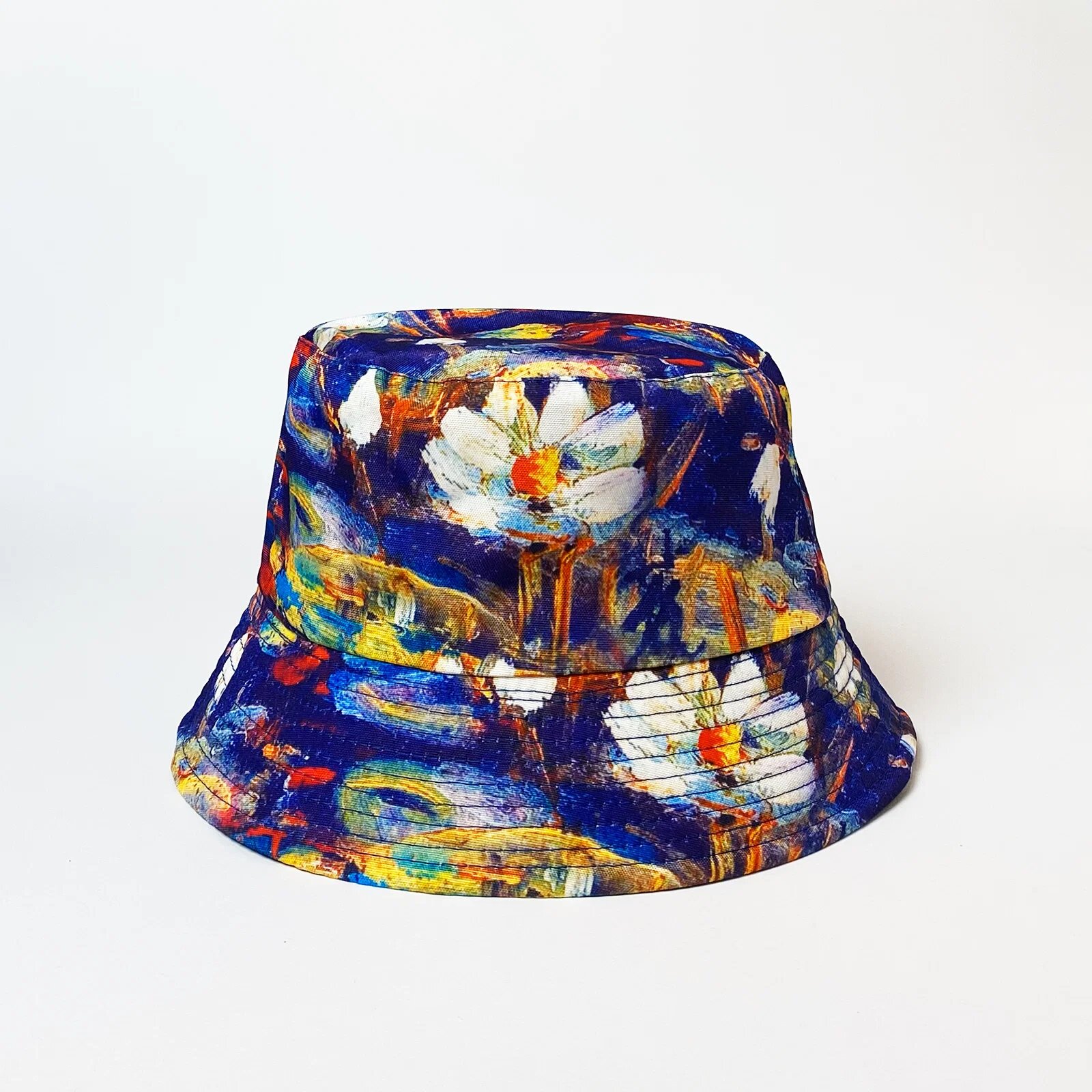 Shopika Palarie tip bucket unisex cu doua fete imprimata cu model inspirat dupa o pictura cu nuferi
