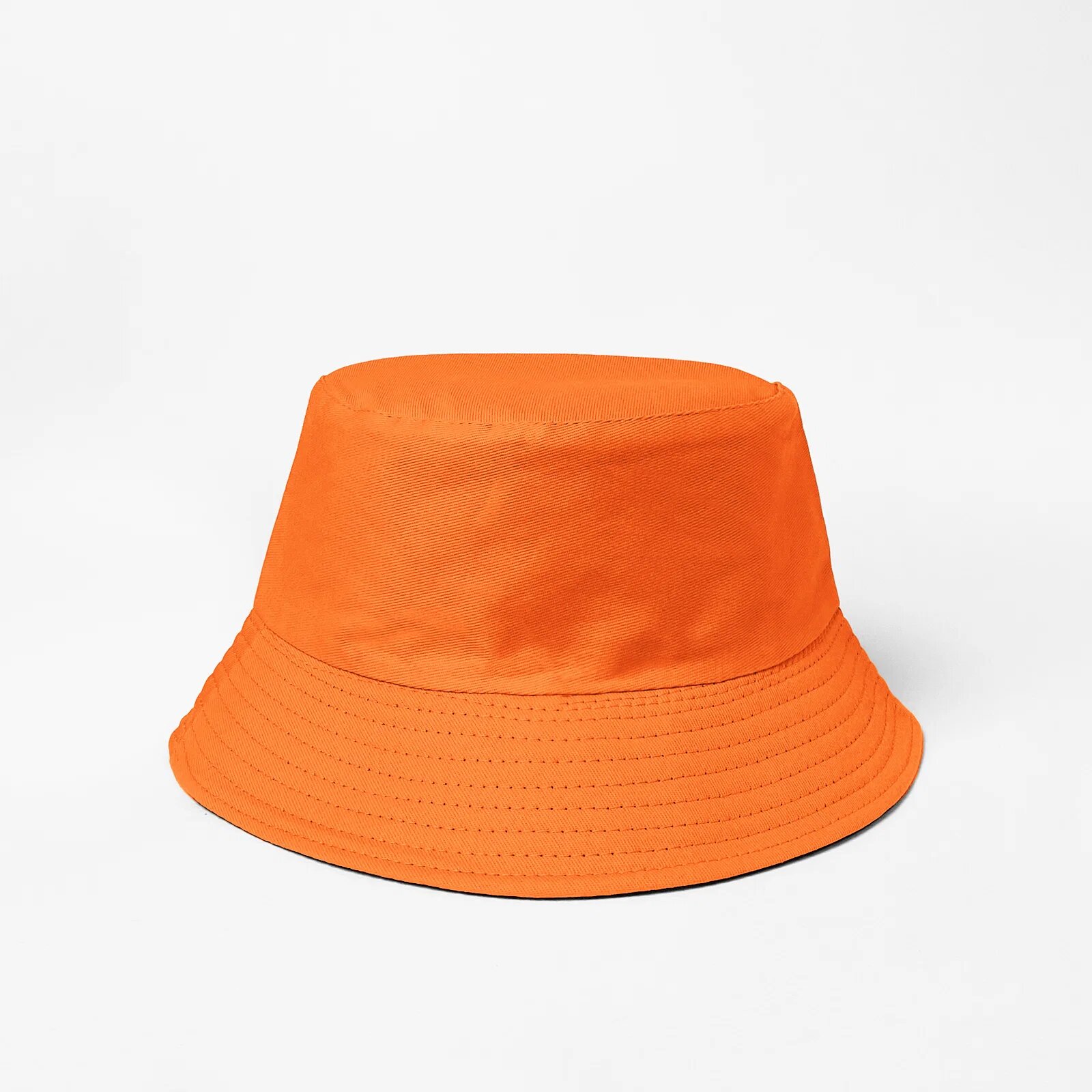 Shopika Palarie tip bucket unisex cu doua fete portocaliu si alb din bumbac