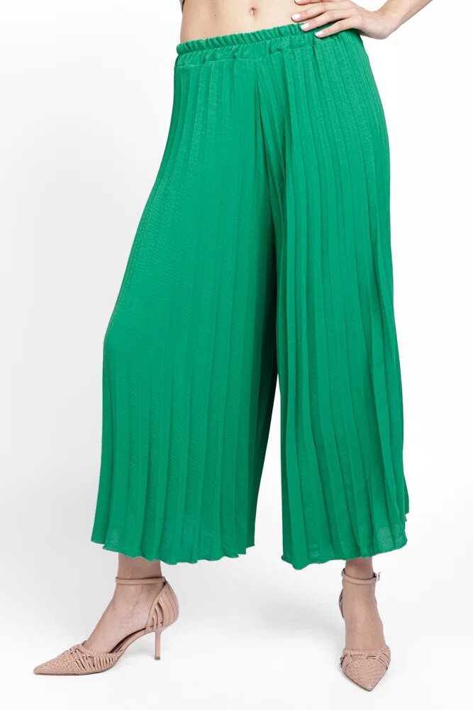 Shopika Pantaloni plisati largi si drepti verzi