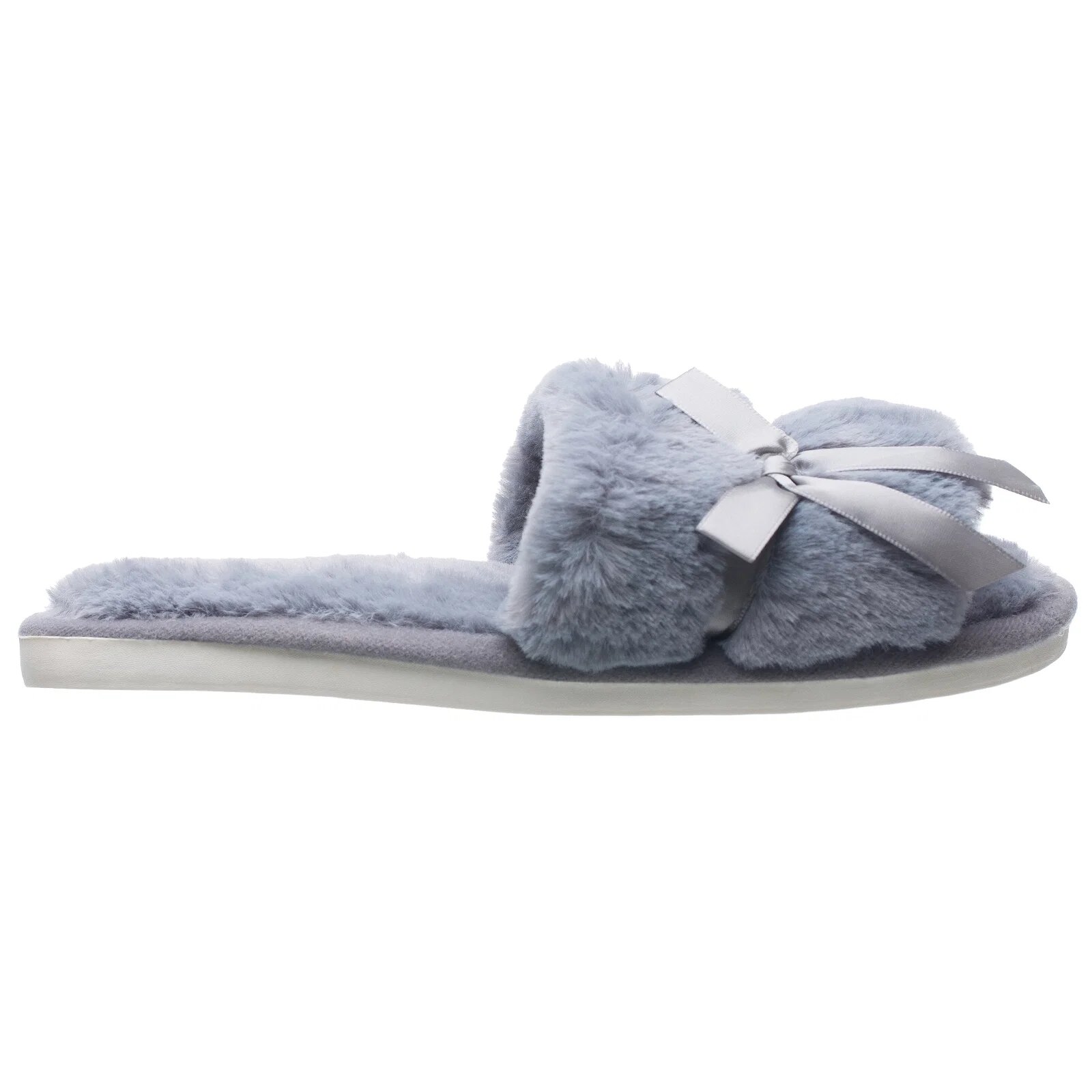 Shopika Papuci de casa gri cu panglica si funda