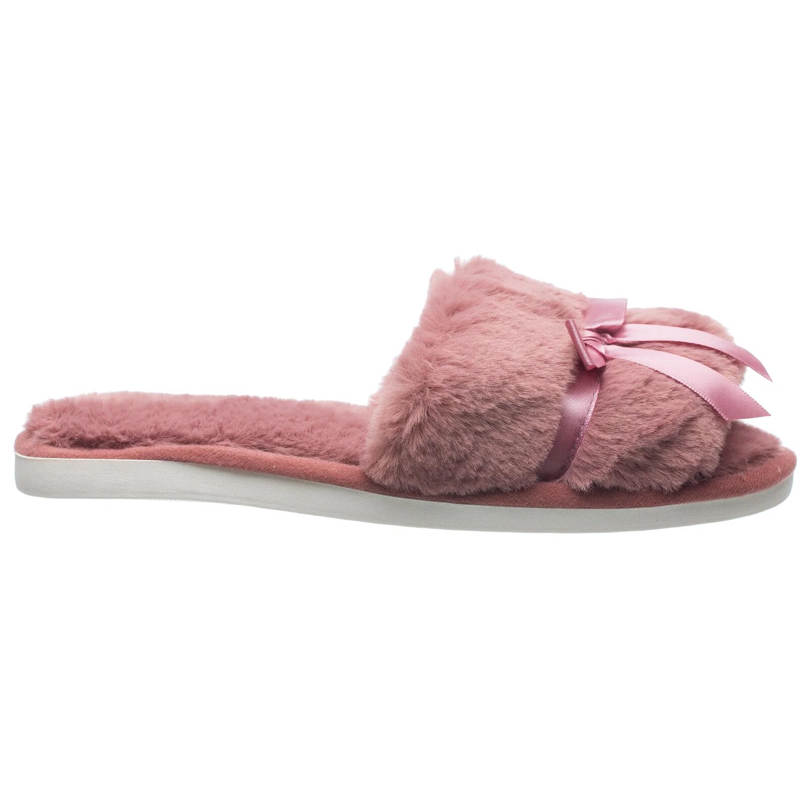 Shopika Papuci de casa roz cu panglica si funda