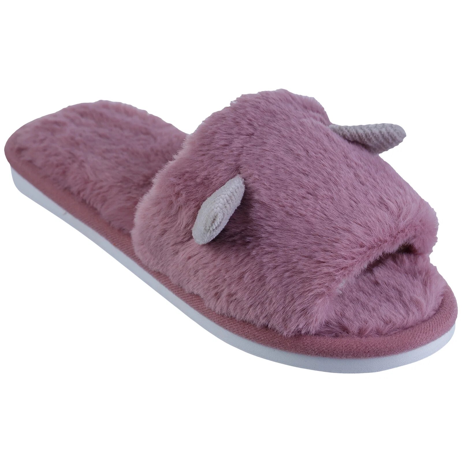 Shopika Papuci de casa roz inchis cu urechiuse mici