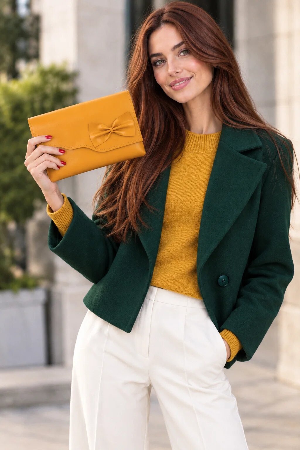 Shopika Plic handmade din piele naturala galbena