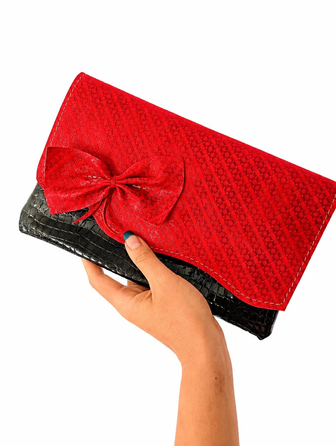 Shopika Plic handmade in doua nuante din piele naturala cu fundita