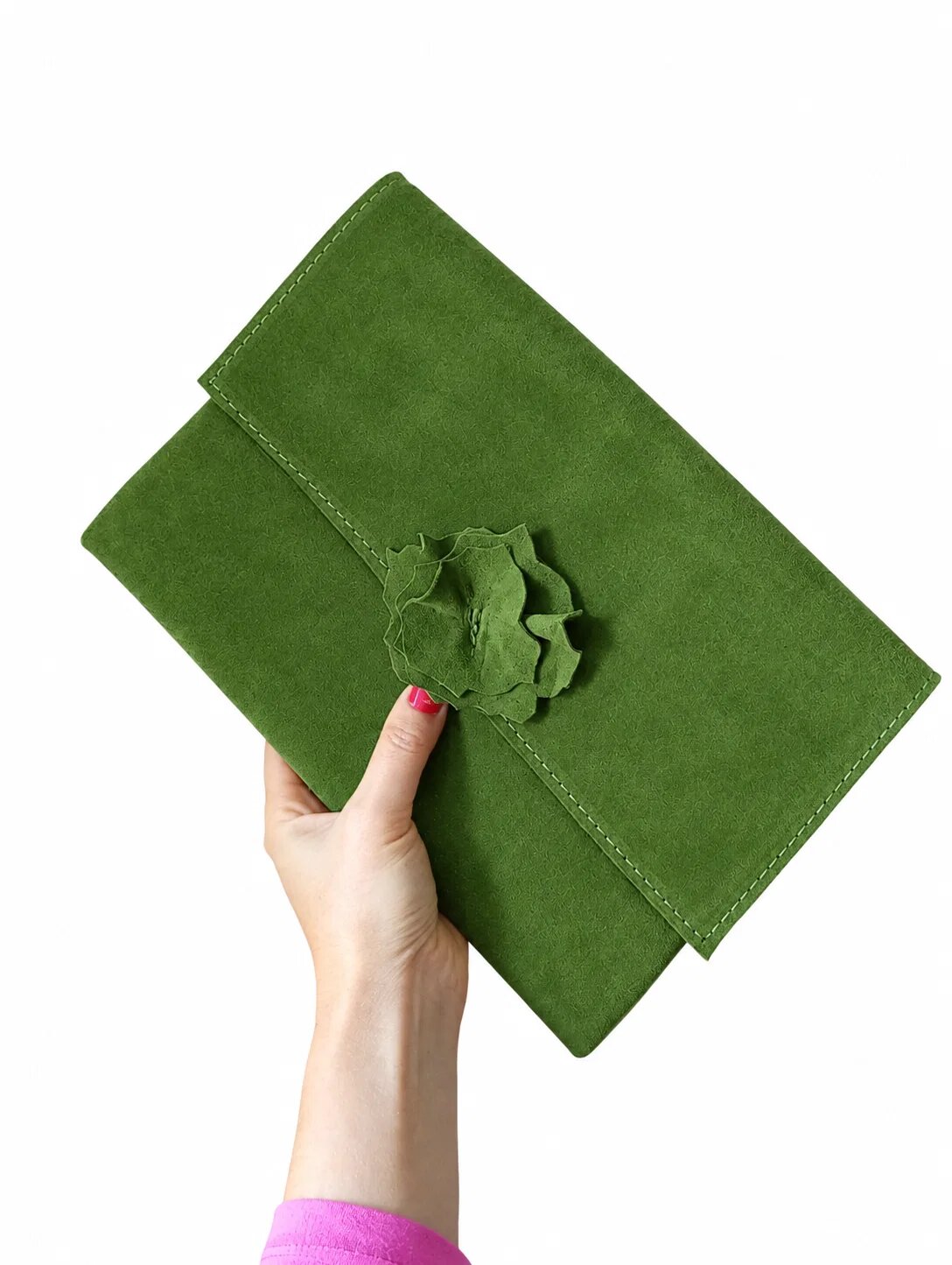 Shopika Plic verde din piele naturala intoarsahandmade