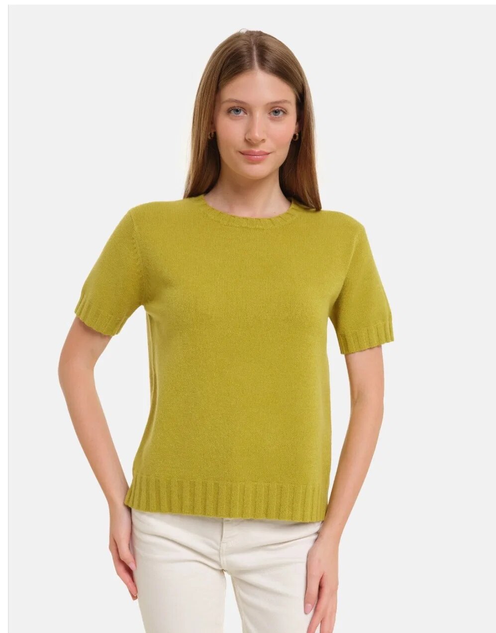 Shopika Pulover cu maneca scurta la baza gatului verde oliv