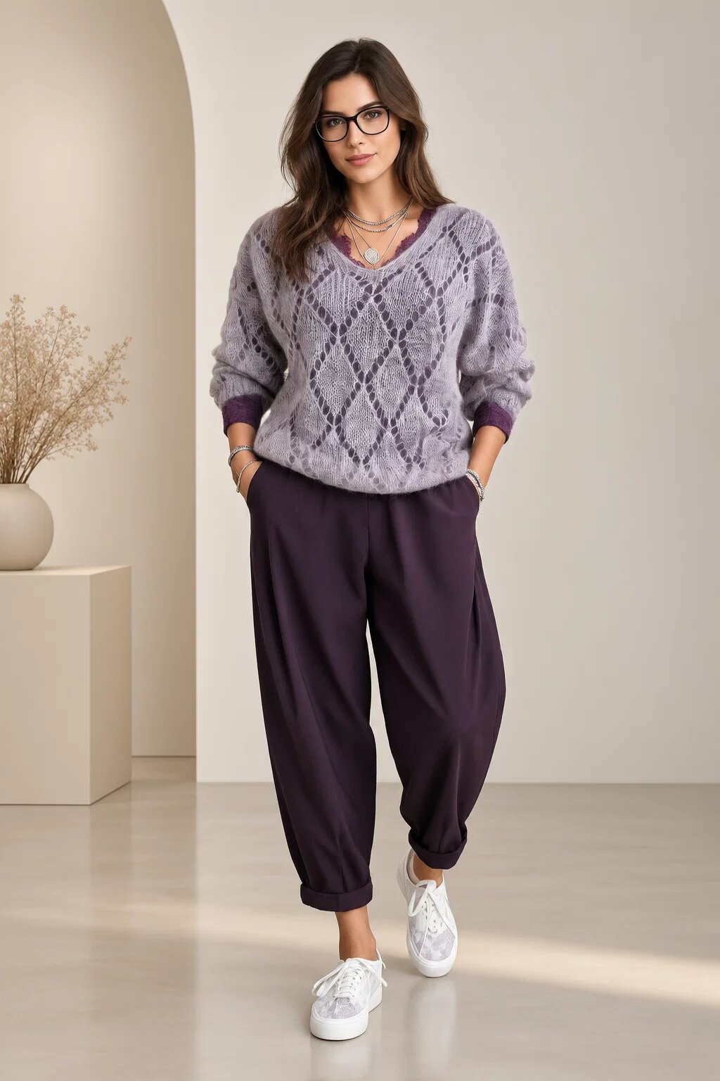 Shopika Pulover dantelat cu mohair cu model foarte fin pulover casual chic bej