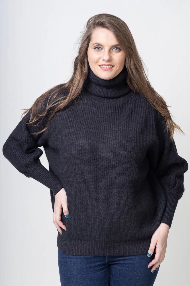 Shopika Pulover negru oversize pe gat
