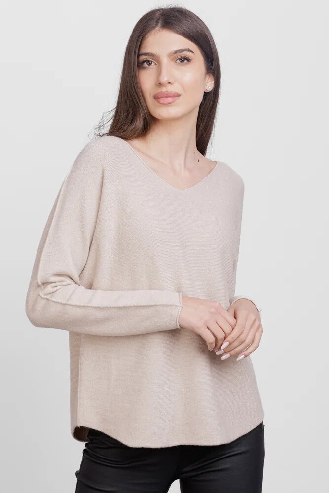 Shopika Pulover versatil cu decolteu V din vascoza bej