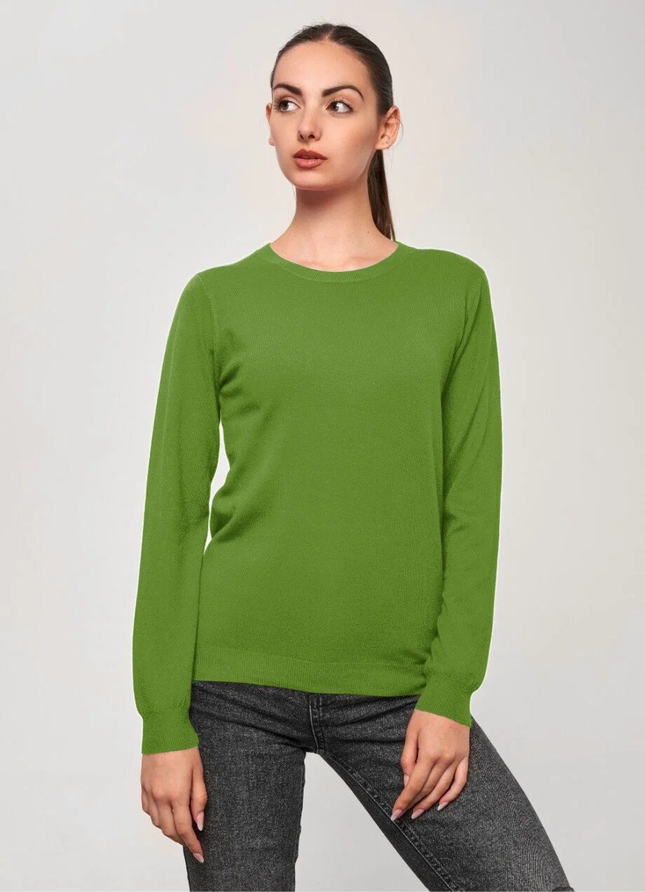 Shopika Puloveras la baza gatului din tricotaj fin verde oliv