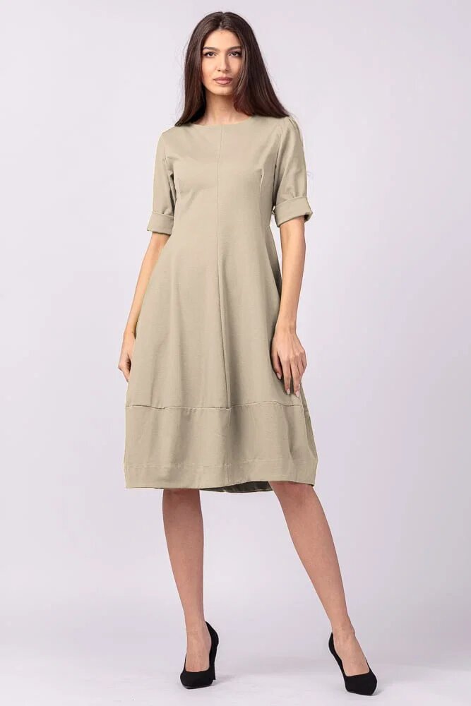 Shopika Rochie lalea cambrata din vascoza elastica bej