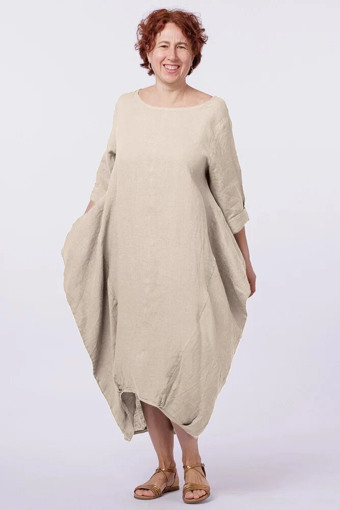 Shopika Rochie lalea in colturi din in bej