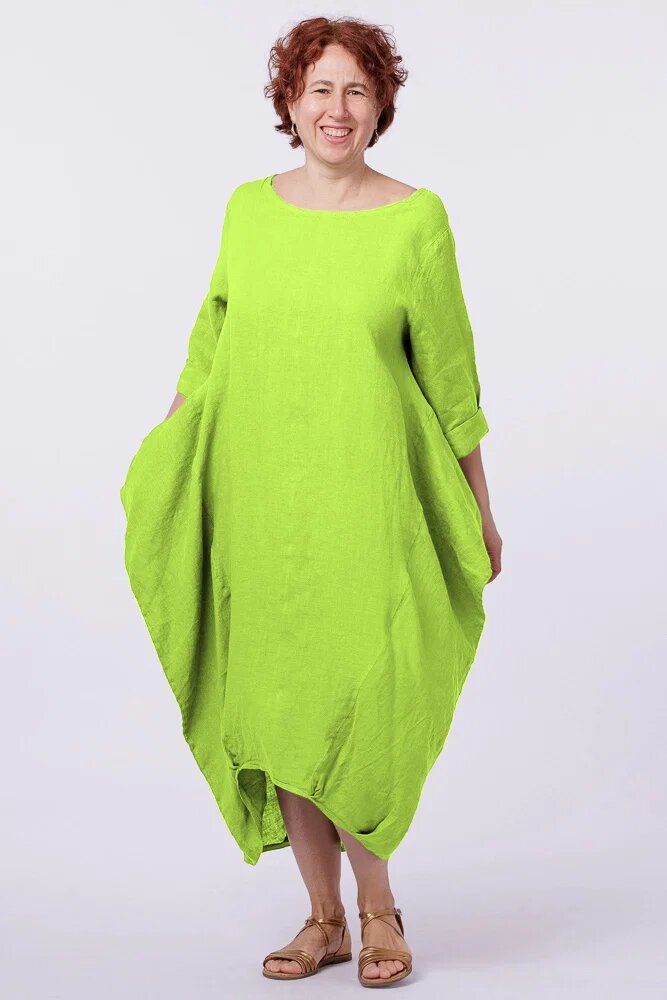 Shopika Rochie lalea in colturi din in verde lime