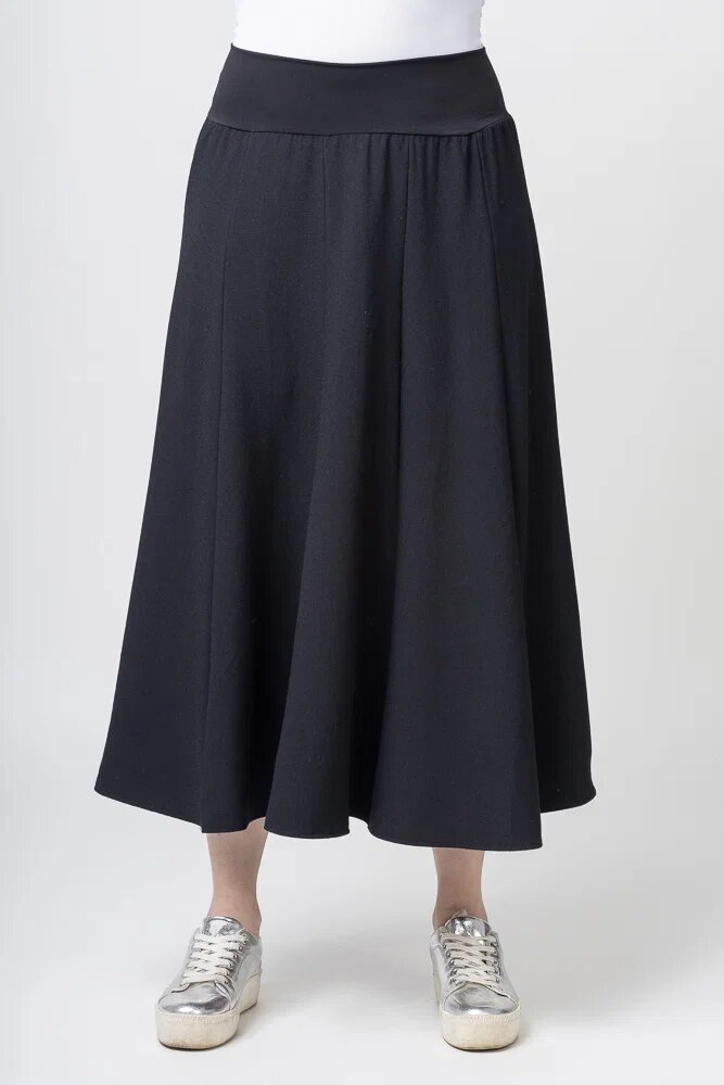 Shopika Romania Fusta neagra in clini lunga din vascoza (88 cm)